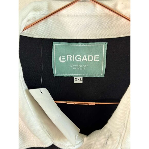 Brigade Mens Jesus Piece Rugby Shirt Black Gold Chain Embroidered Cotton Sze 2XL - Picture 11 of 11